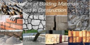 Unit weight of Building Materials