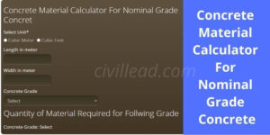 Concrete Material Calculator For Nominal Grade Concrete