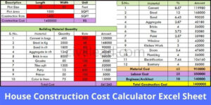 House Construction Cost Calculator Excel Sheet